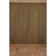 Akça Tekstil Küçük Puanlı Model Gold Renk İp Perde Hazır Düğmeleri Dikilmiş İp Perde 300 x 280 cm.