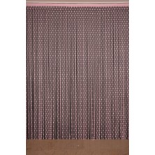 Akça Tekstil Küçük Puanlı Model Pembe Renk İp Perde Hazır Düğmeleri Dikilmiş İp Perde 300 x 270 cm.