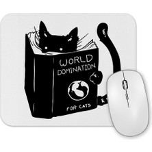 Baskı Dükkanı Kitap Okuyan Kedi Cats Mouse Pad