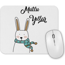 Baskı Dükkanı Sevimli Tavşan Ile Mutlu Yıllar Mouse Pad