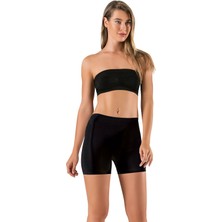 Modanty Lazer Kesim Kadın Uzun Şort Siyah Boxer Iz Yapmaz 1 Beden Ince Görünüm Silikonlu