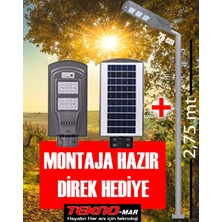 Teknomar Solar Güneş Enerjili Bahçe Aydınlatma Direği + 60W Solar Sokak Lambası