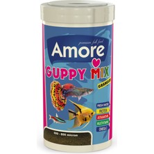 Amore Guppy Mix Granules 250 ml Tropikal Balık Yemi + Sera Crystal Clear 3 Adet Bioball Elyaf