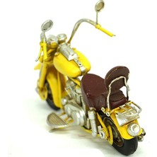 Kaktüs Kedi El Yapımı Nostaljik Vintage Tarz Sarı Motosiklet Maketi