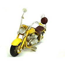 Kaktüs Kedi El Yapımı Nostaljik Vintage Tarz Sarı Motosiklet Maketi