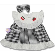 Aniela Baby Kiraz Nakışlı Kız Bebek Elbise