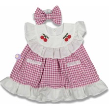 Aniela Baby Kiraz Nakışlı Kız Bebek Elbise