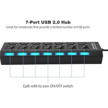 Ancheyn 7 Port USB Çoklayıcı Çoğaltıcı Işıklı Hub USB 2.0 Switch Splitter 4874