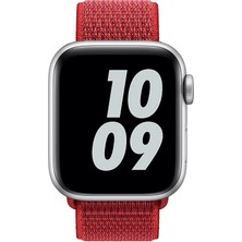 Yonaga Apple Watch Spor Loop Dokuma Kordon Örgü 1-2-3-4-5-6-Se Seri (42MM 44MM) Kırmızıkırmızı