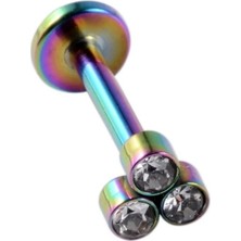 Bylin Cerrahi Çelik Labrent Piercing 6 mm - Gökkuşağı