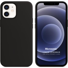 Microsonic Apple iPhone 12 Mini Kılıf Liquid Lansman Silikon Siyah