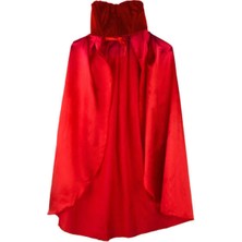 Samur Kırmızı Renk Yakalı Halloween Pelerin 90 cm