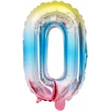 Parti Sürprizi 0 Rakam Gökkuşağı Folyo Balon