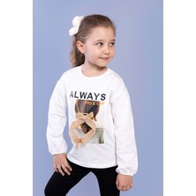 Toontoy Kids Toontoy Kız Çocuk Baskılı Kol Ucu Lastikli Tişört