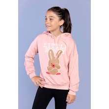 Toontoy Kids Toontoy Kız Çocuk Tavşan Baskılı Kapüşonlu Sweatshirt