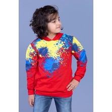 Toontoy Kids Toontoy Erkek Çocuk Kapüşonlu Renkli Püskürtme Baskılı Sweatshirt