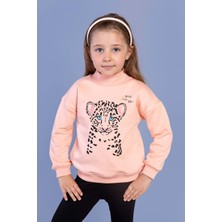 Toontoy Kids Toontoy Kız Çocuk Baskılı Balıkçı Yaka Pamuklu Sweatshirt