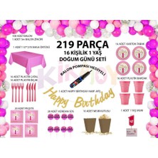 Kikajoy 16 Kişilik 219 Parça 1 Yaş Kız Doğum Günü Seti