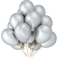 Vipfoni Metalik Balon Gümüş Gri  10 Adet
