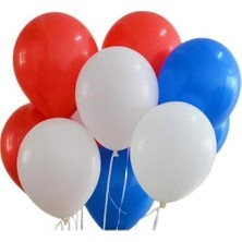 Vipfoni Metalik Balon Mavi - Kırmızı - Beyaz 10 Adet