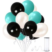 Vipfoni Metalik Balon Mint Yeşil - Siyah - Beyaz 10 Adet