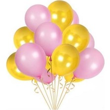 Vipfoni Metalik Balon Sarı - Pembe 10 Adet