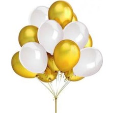Vipfoni Metalik Balon Beyaz Gold 10 Adet