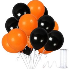 Vipfoni Metalik Balon Turuncu Siyah 10 Adet