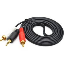 Boblov 1.5 Metre Stereo Lale Kablo 3.5 mm Stereo 2 RCA Ses Sistemi Kablosu Aux