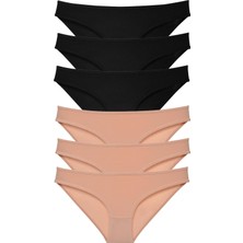 Royaleks 6 Adet Süper Eko Set Likralı Kadın Slip Külot Siyah Ten
