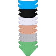 Royaleks 12 Adet Süper Eko Set Likralı Kadın Slip Külot Çok Renkli 5