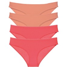 Royaleks 4 Adet Süper Eko Set Likralı Kadın Slip Külot Pudra Fuşya
