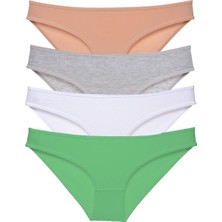 Royaleks 4 Adet Süper Eko Set Likralı Kadın Slip Külot Ten Gri Beyaz Yeşil