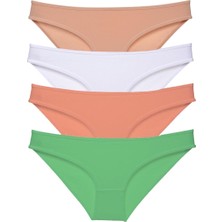 Royaleks 4 Adet Süper Eko Set Likralı Kadın Slip Külot Ten Beyaz Pudra Yeşil