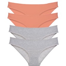 Royaleks 4 Adet Süper Eko Set Likralı Kadın Slip Külot Pudra Gri