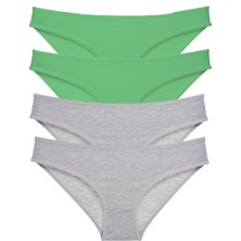 Royaleks 4 Adet Süper Eko Set Likralı Kadın Slip Külot Yeşil Gri