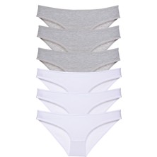 Royaleks 6 Adet Süper Eko Set Likralı Kadın Slip Külot Gri Beyaz