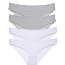 Royaleks 4 Adet Süper Eko Set Likralı Kadın Slip Külot Gri Beyaz