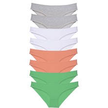 Royaleks 8 Adet Süper Eko Set Likralı Kadın Slip Külot Gri Beyaz Pudra Yeşil