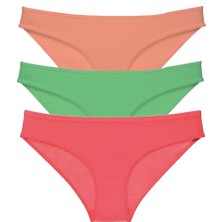 Royaleks 3 Adet Süper Eko Set Likralı Kadın Slip Külot Pudra Yeşil Fuşya