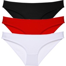 Royaleks 3 Adet Süper Eko Set Likralı Kadın Slip Külot Siyah Kırmızı Beyaz