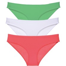 Royaleks 3 Adet Süper Eko Set Likralı Kadın Slip Külot Yeşil Beyaz Fuşya