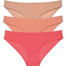 Royaleks 3 Adet Süper Eko Set Likralı Kadın Slip Külot Ten Pudra Fuşya