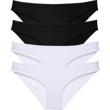 Royaleks 4 Adet Süper Eko Set Likralı Kadın Slip Külot Siyah Beyaz