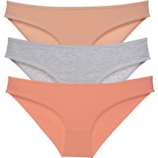 Royaleks 3 Adet Süper Eko Set Likralı Kadın Slip Külot Ten Gri Pudra