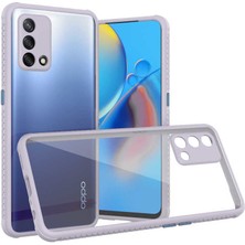 Mobaxaksesuar Oppo A74 4g Kılıf Kenar Renkli Sararmaz Şeffaf Kapak