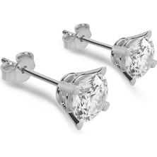 Chavin 2 Crt. Zirkon Taşlı Tektaş Gümüş Bayan Küpe Dh15By