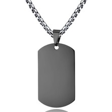 Chavin 60 Cm. 3Mm. Siyah Çelik Dogtag Asker Künyesi Kolye Ds68Sy