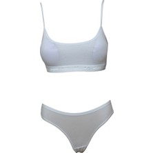 Royaleks Pedli Ip Askılı Yarım Atlet Büstiyer Külot Takım Beyaz