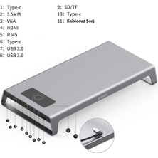 Techmaster Onten 11IN1 Macbook Notebook Type-C Stand Dock Kablosuz Şarj